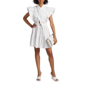 Derek Lam 10 Crosby Finn Ruffle Wrap Front Tiered A-Line Mini Dress Size 4 NWOT